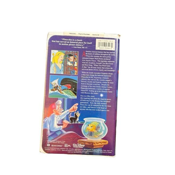 Walt Disney's Masterpiece Pinocchio VHS Tape - Classic Animated Movie Collectibl - Picture 3 of 5